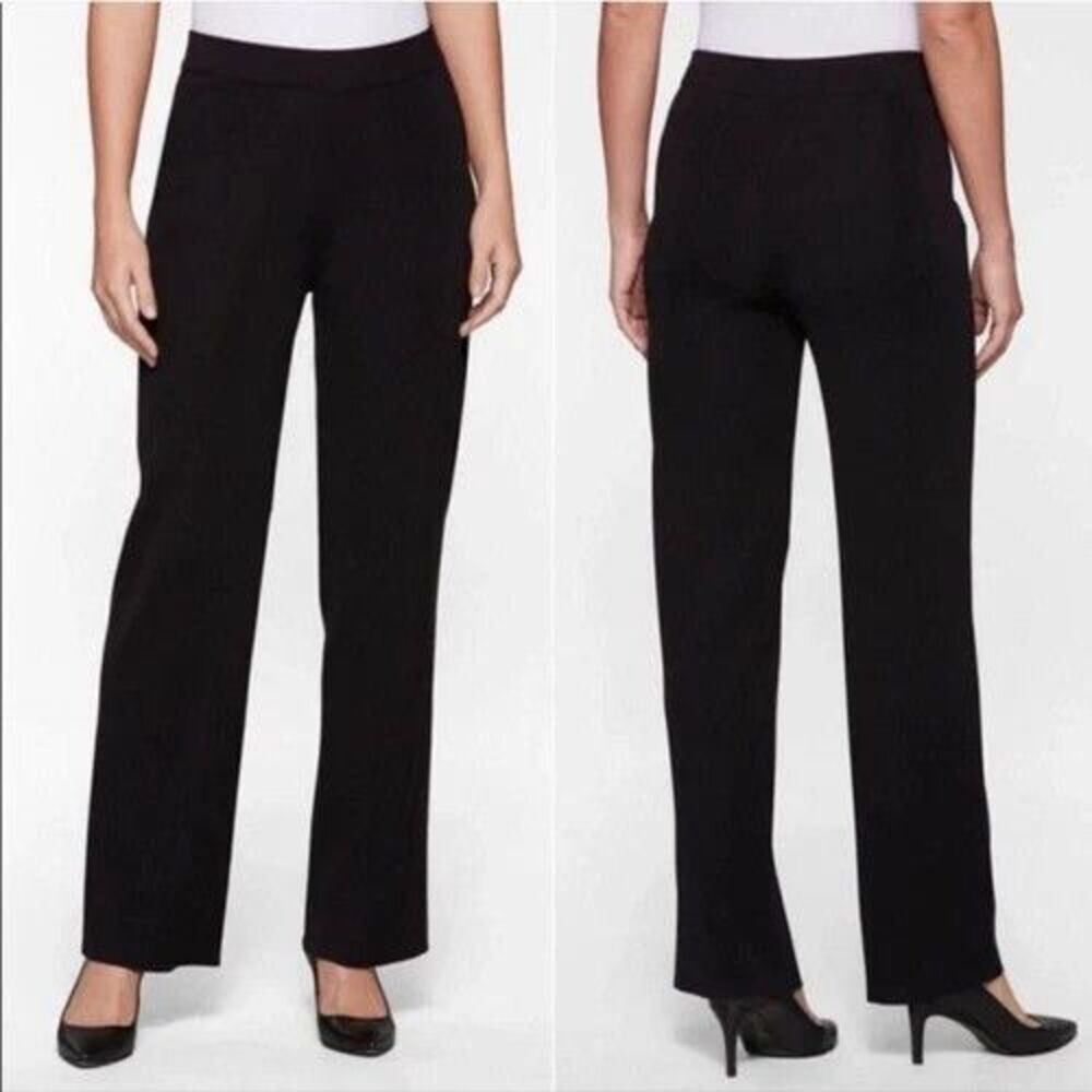 Wmn's Exclusively MISOOK Petite Black Pull-On Straight Leg Classic Pants  Small